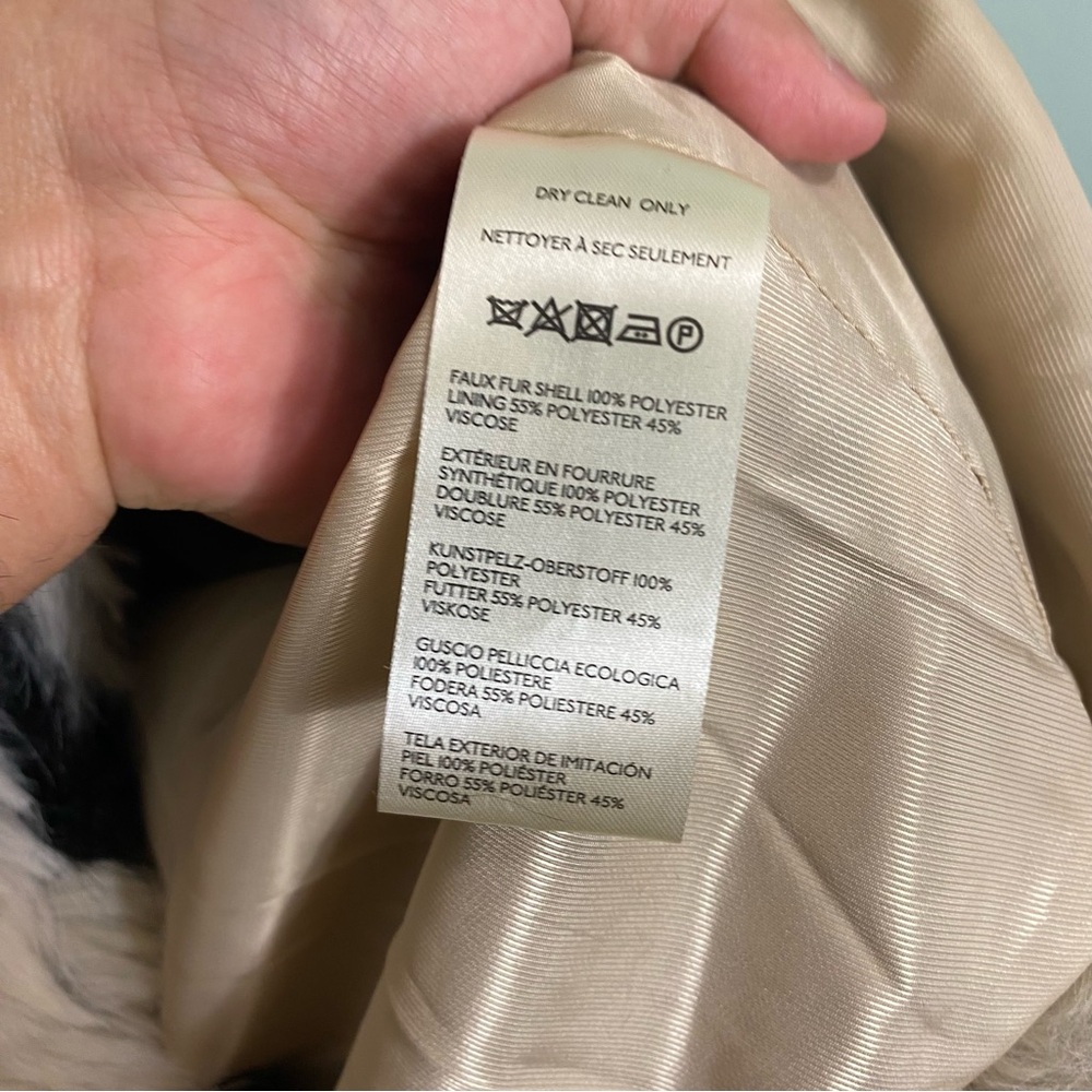 Free‎ People Jade Spotted Faux Fur Coat Small Cream Black Shaggy - Picture 5 of 9